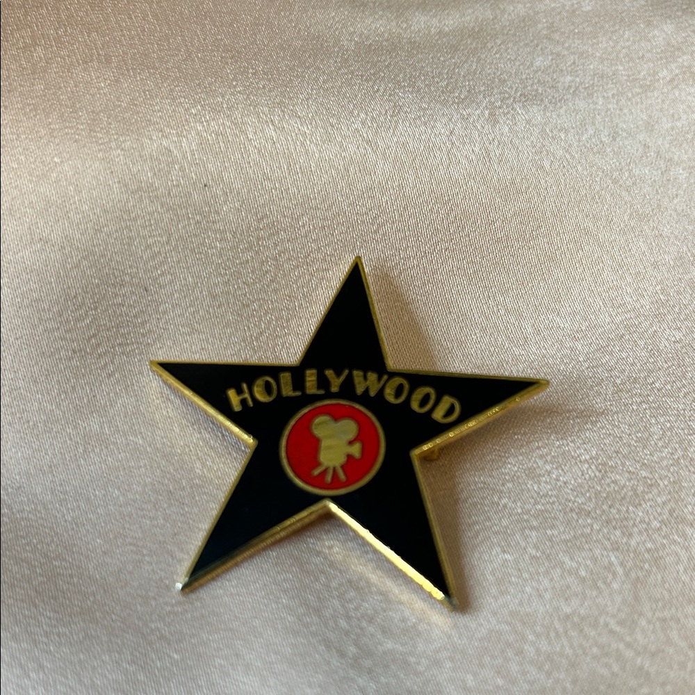 Disney Black and Gold Hollywood Star Enamel Pin with Red Accent
